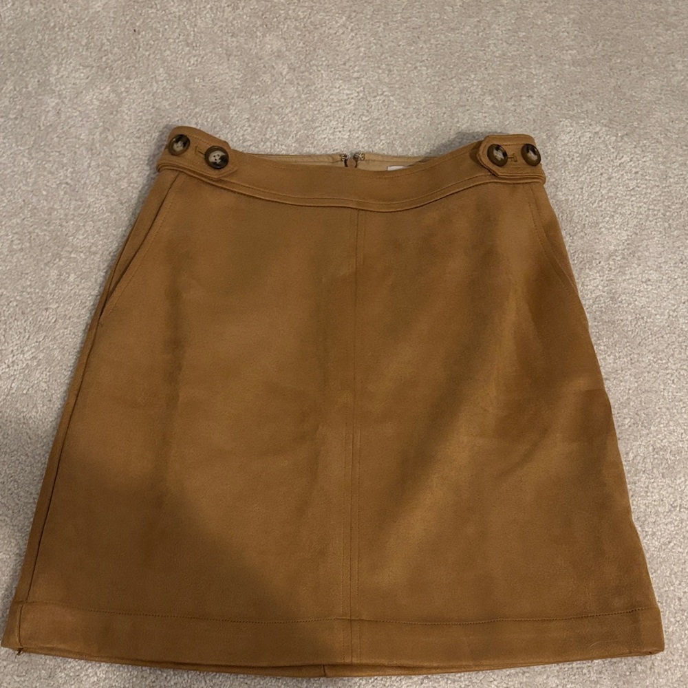 LOFT Brown A-Line Skirt with Button Detail